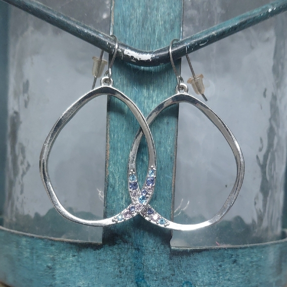 M4M Jewelry - M4M Silver Tone And Multi Colored Gem Stones Dangle Earrings